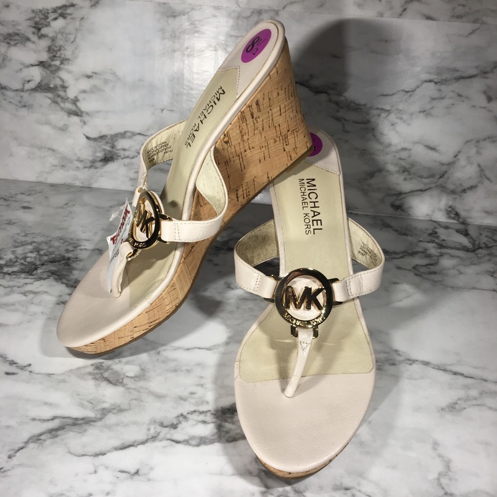 NWT Michael Kors white wedges